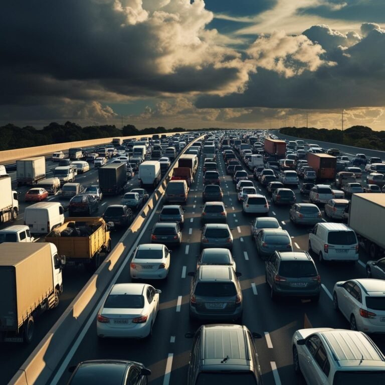 Crie uma imagem de uma congestionamento de trânsito