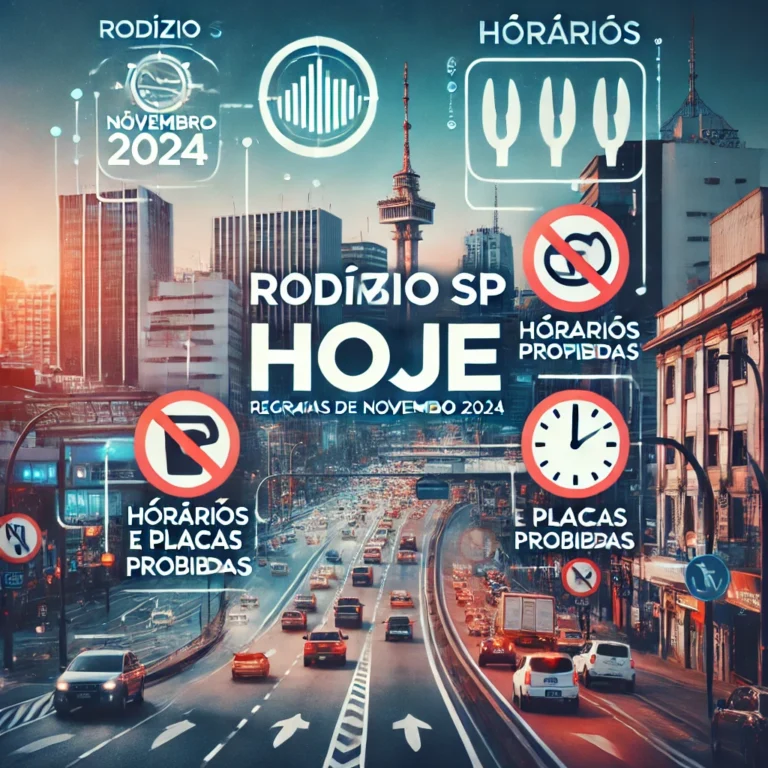 DALL·E 2024-11-05 10.31.50 - Create an informative image for a blog post titled 'Rodízio SP Hoje_ Regras de Novembro 2024, Horários e Placas Proibidas.' The image should show a vi