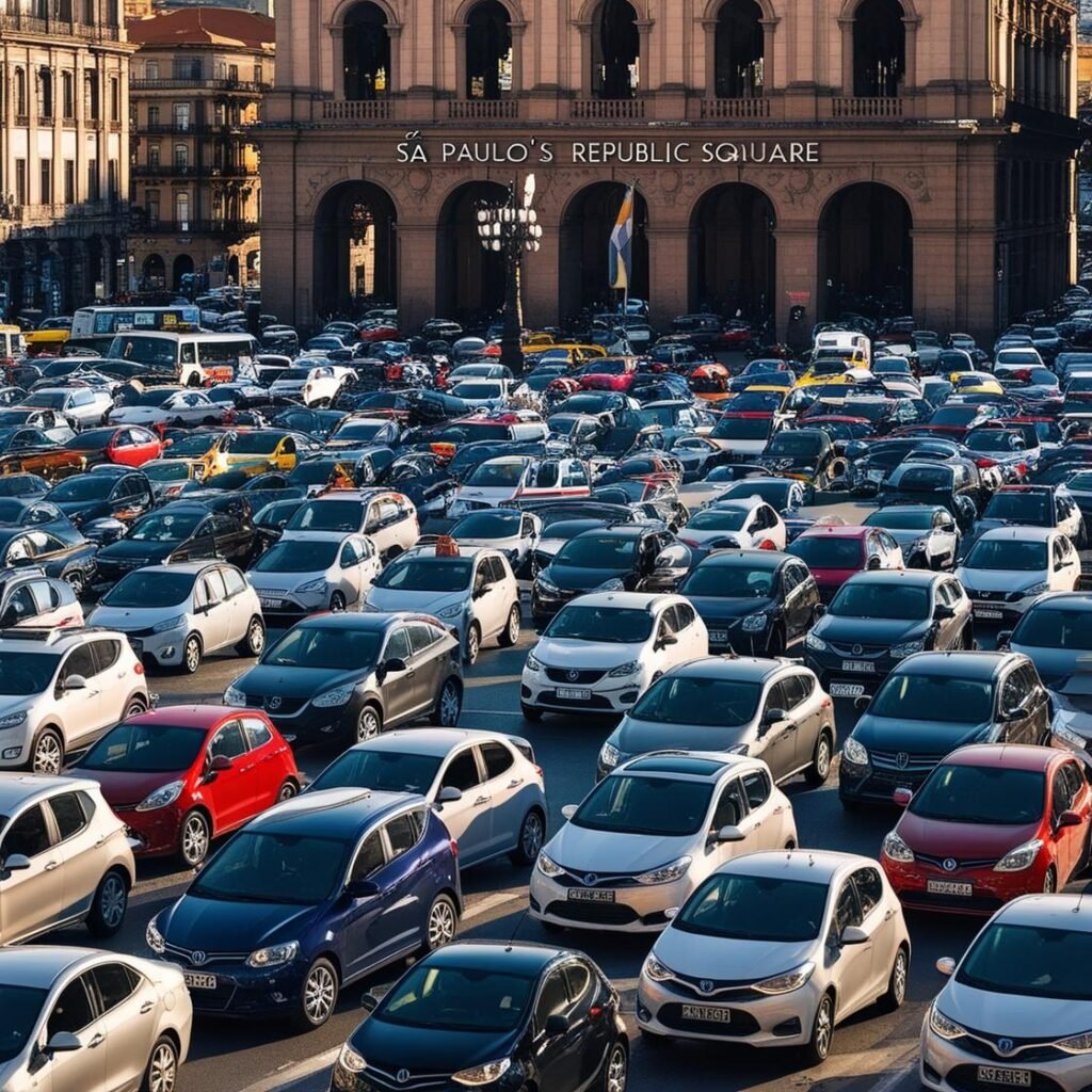 Faça uma imagem de um congestionamento na Praça da República em São Paulo (1)