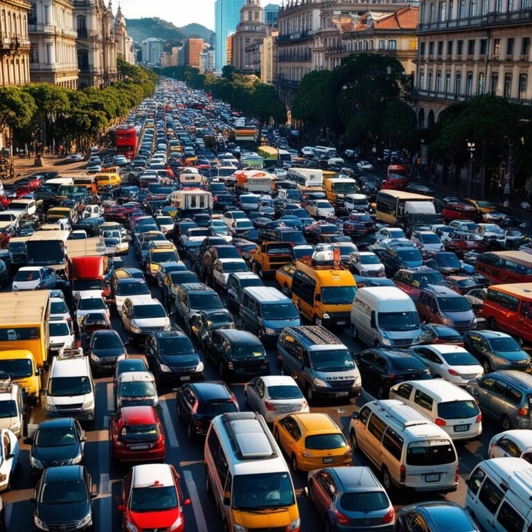 Faça uma imagem de um congestionamento na Praça da República em São Paulo