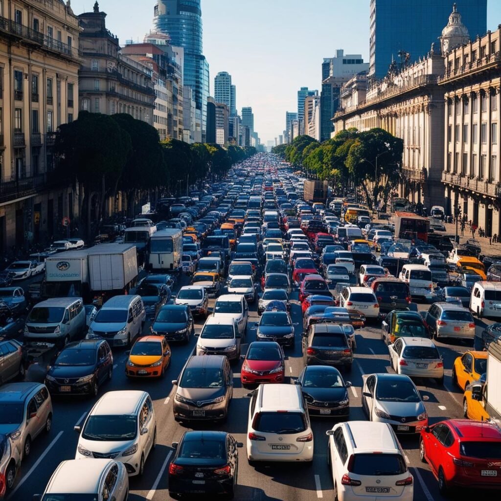 Faça uma imagem de um trânsito congestionado, na Avenida Paulista, em São Paulo (3)