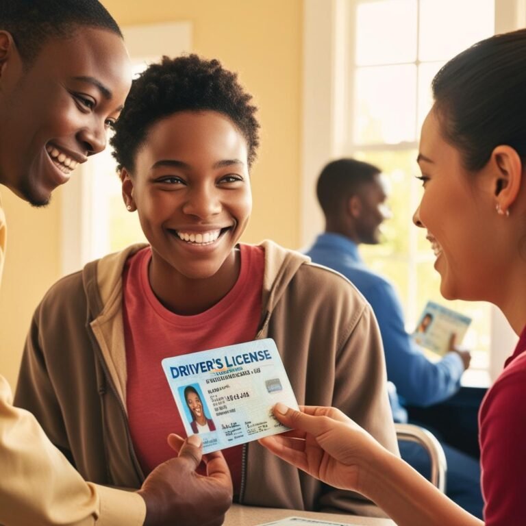 Faça uma imagem de uma pessoa ganhando um carteira de habilitação